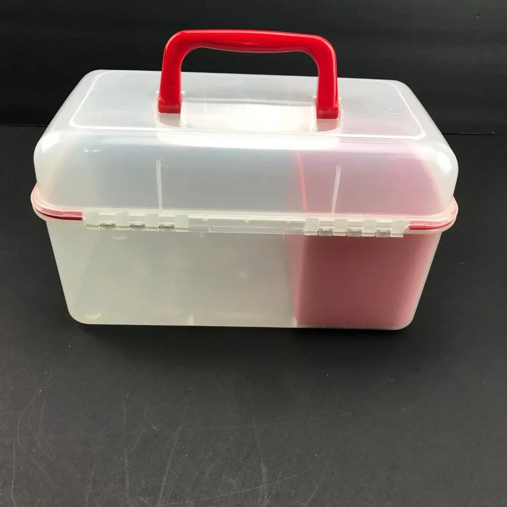 Clear Red Lunch Organizing Box Caddy 9.5